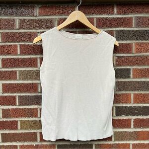 Alps Cream Pink Ribbed Crewneck Sweater Vest Top